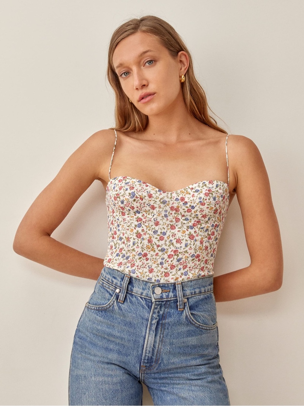 Reformation Liza Too Floral Sweetheart Cami Top
